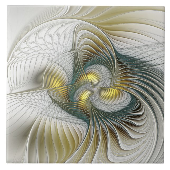 Carreau Nobly Golden Turquoise Imaginaire Fractal Art (Devant)