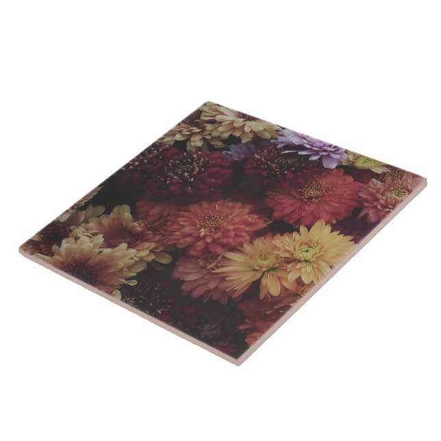 Carreau Nocturne de Chrysanthème de Récolte Décoratif (Côté)