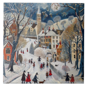 Carreau Noël à l'ancienne dans une petite ville