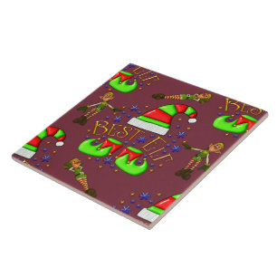 Carreau Noël aux elfes mignons