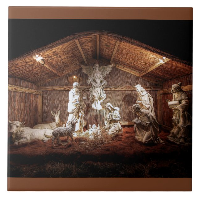 Carreau Noël Avent Jésus Nativité Manger Scène (Devant)