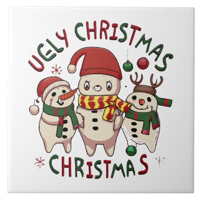 Carreau Noël blanc ; UGLY CHRISTMAS (Devant)