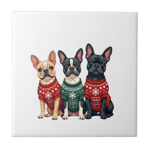 Carreau Noël Bouledogues Français Xmas Frenchie Chien Homm
