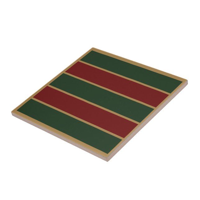 Carreau Noël Classique Vert Et Rouge Avec Garniture Dorée (Côté)