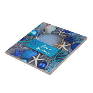 Carreau Noël de Noël des coquillages côtiers tropicaux