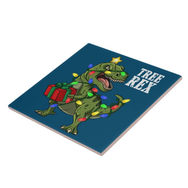 Carreau Noël Dinosaure Arbre Rex Garçons Filles Enfants No (Côté)
