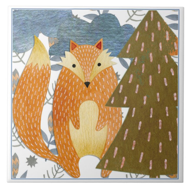 Carreau Noël Folk Art Fox (Devant)
