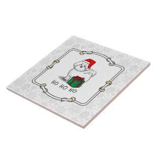 Carreau Noël Père Noël Bichon Frise Chien mignonne