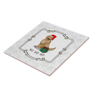 Carreau Noël Santa Claus Golden Retriever Chien mignonne