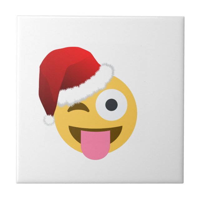 Carreau noël santa claus winking emoji (Devant)