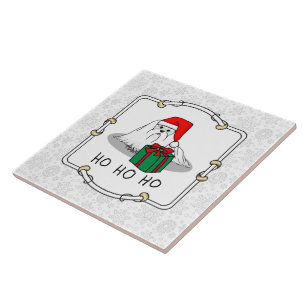 Carreau Noël Santa Hat Maltese Chien mignonne Drôle
