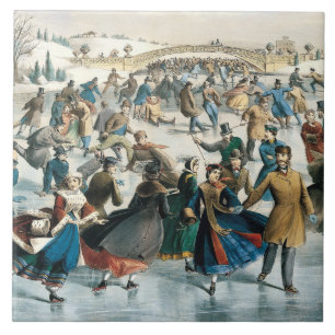 Carreau Noël victorien Central Park Currier & Ives