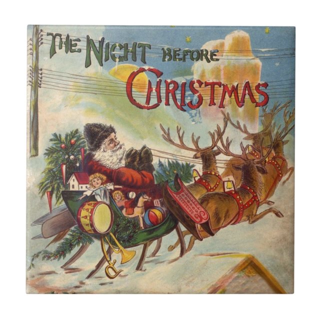 Carreau Noël vintage, la nuit avant Noël (Devant)