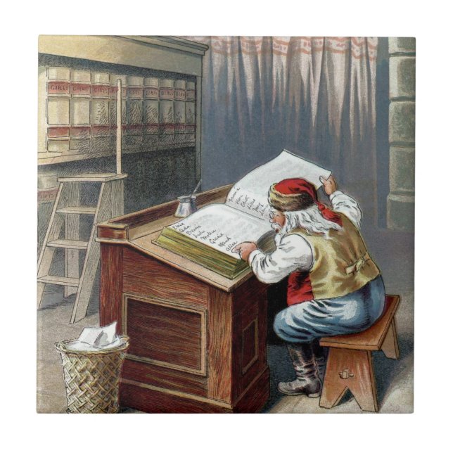 Carreau Noël vintage, Saint Nicolas Mauvais ou Bon (Devant)
