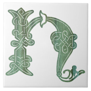 Carreau Noeud celtique du 16e siècle Capitale décorative H