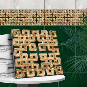 Carreau Noeud celtique - malachite et or