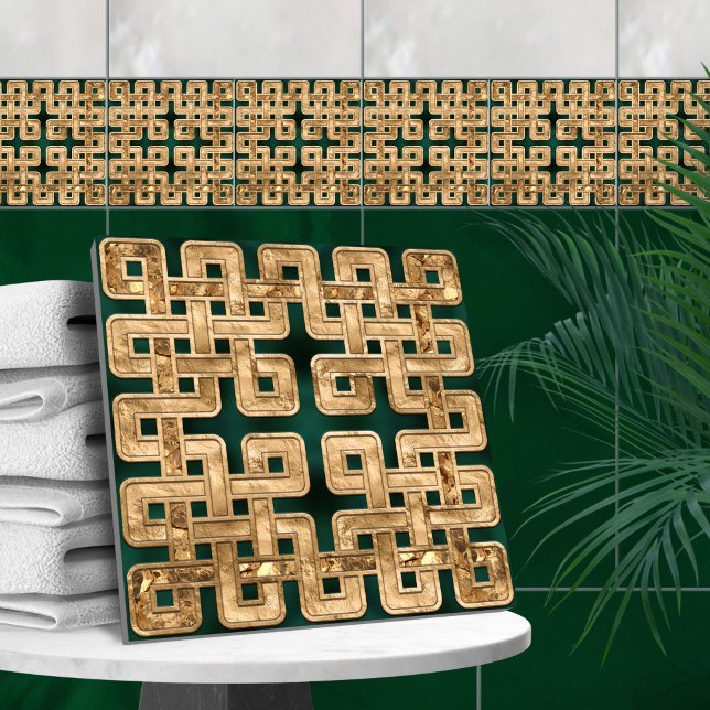 Carreau Noeud celtique - malachite et or (Créateur téléchargé)