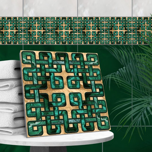 Carreau Noeud celtique - malachite et or (Créateur téléchargé)