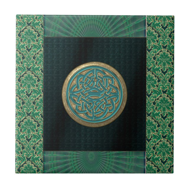 Carreau Noeud celtique sur le motif noir et vert de (Devant)