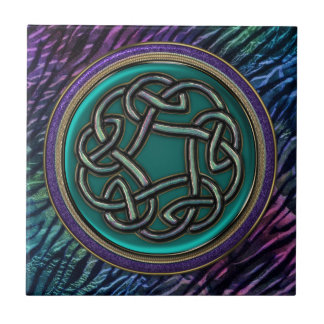 Carreau Noeud de Celtic en métal de vert de jade
