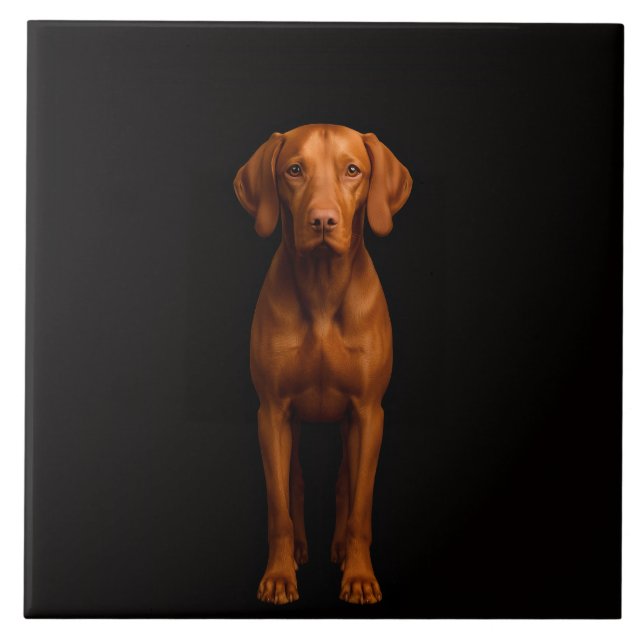 Carreau Noir 4 Luxe avec Chien Vizsla Agile (Devant)