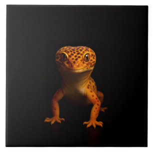 Carreau Noir 4 Luxe avec lézard Gecko léopard