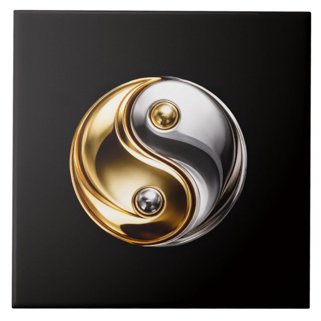 Carreau Noir 4 Luxe avec Symbole Yin Yang d'Harmon (Devant)