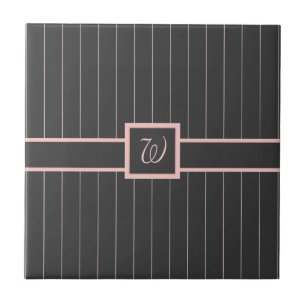 Carreau noir avec rayures roses