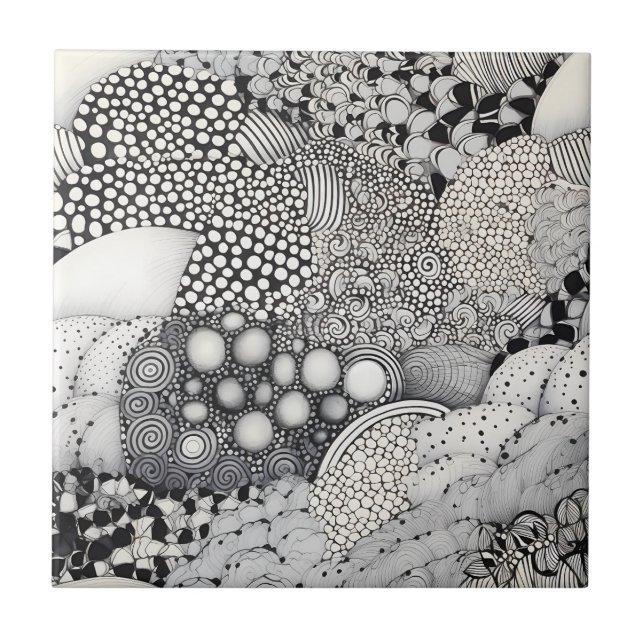 Carreau Noir Blanc Abstrait Intemporel - Rythme Harmonie (Devant)