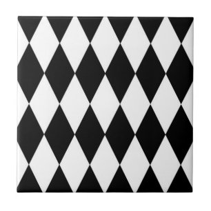 Carreau Noir blanc Arlequin Diamonds Motif Design