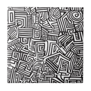 Carreau Noir Blanc Motif Géométrique Abstrait Ligne