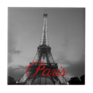 Carreau Noir Blanc Paris Nuit Tour Eiffel européenne