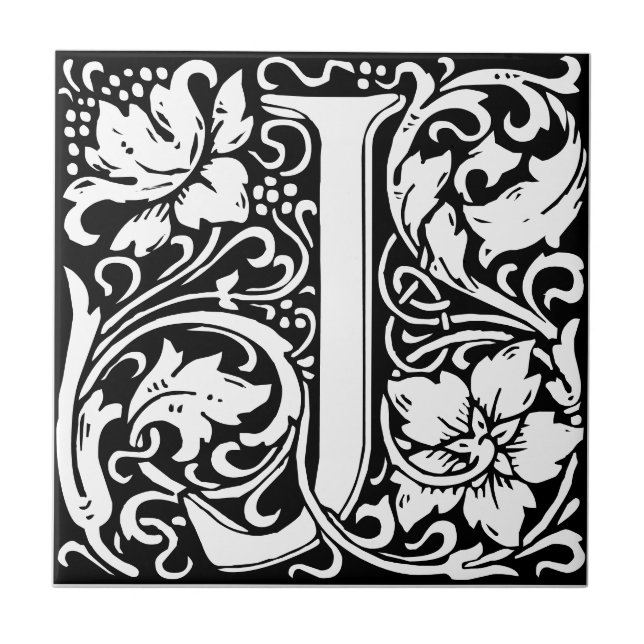 Carreau noir et blanc art nouveau en forme de lett (Devant)