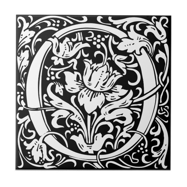 Carreau noir et blanc de style Art nouveau avec la (Devant)