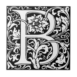 Carreau noir et blanc de style Art nouveau avec la