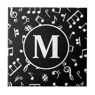 Carreau Noir et blanc Monogram Music Note