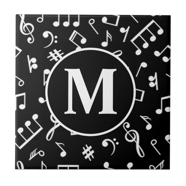 Carreau Noir et blanc Monogram Music Note (Devant)
