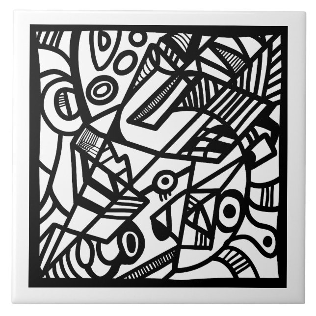 Carreau noir et blanc motif (Devant)