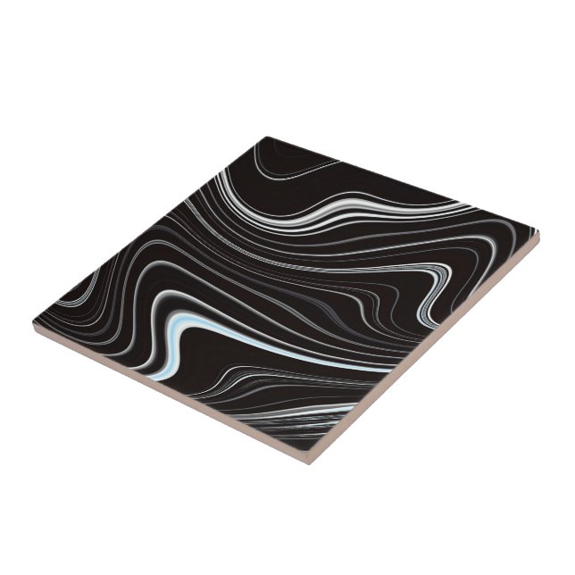 Carreau Noir et blanc Wavy Abstraction (Côté)