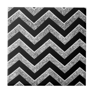 Carreau Noir et chevron scintillant d'argent