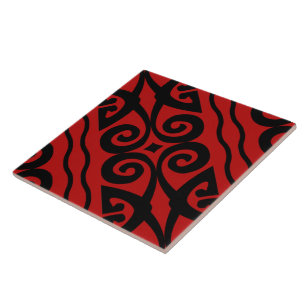 Carreau Noir et rouge modernes élégants de motif
