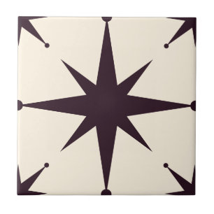 Carreau noir Starburst Mid Century moderne Vintage