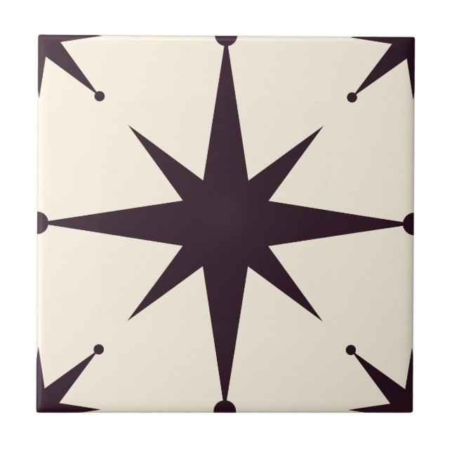 Carreau noir Starburst Mid Century moderne Vintage (Devant)