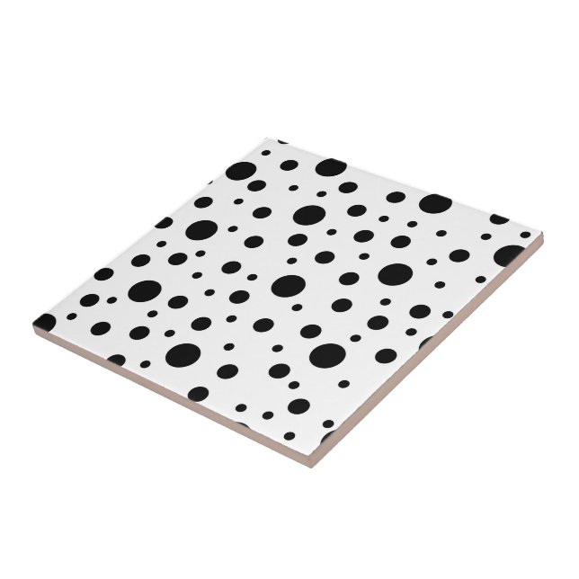 Carreau Noir sur blanc Polka Motif Baby Blanket Roun (Côté)