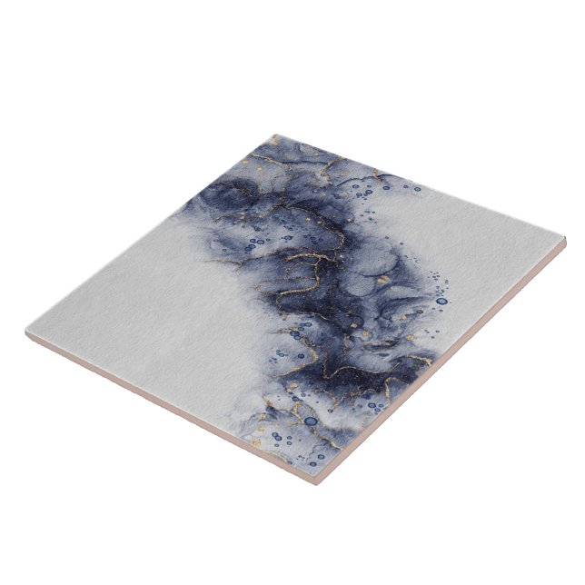 Carreau Noix d'encre bleu foncé et or (Côté)