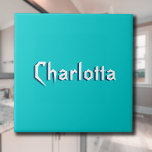 Carreau Nom Cuztomisé 3D blanc moderne | bleu turquoise<br><div class="desc">Nom cuztomisé blanc moderne 3D (Bleu Océan) | Couleur bleu turquoise. Vous pouvez choisir d'ajouter votre nom, le nom d'un proche ou un message spécial. Qu'il s'agisse d'un cadeau sincère pour quelqu'un qui vous est cher ou d'un régal personnel, vous avez le choix. Vous pouvez également supprimer la personnalisation et...</div>