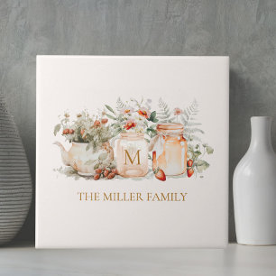 Carreau Nom de famille botanique floral de forêt monogramm