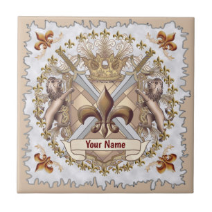 Carreau Nom de famille du bouclier Griffin Lion