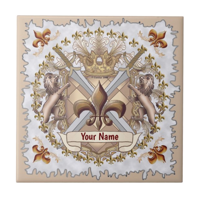 Carreau Nom de famille du bouclier Griffin Lion (Devant)