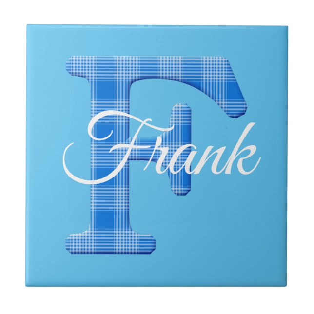 Carreau Nom de garçon Plaid personnalisé Lettre F (Devant)